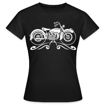 Moto vintage avec filigrane ornemental - T-shirt Femme - noir - Devant - AI Model Female 172 dark (172cm)