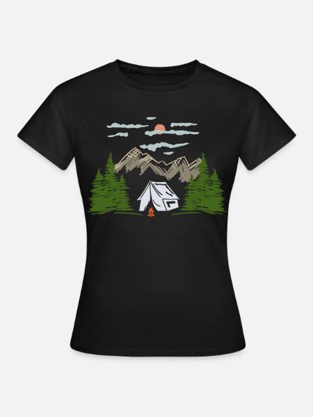 Camping Zelten Bergmotiv Geschenkidee - Frauen T-Shirt - Schwarz