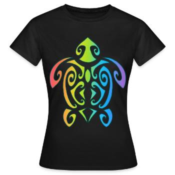 Rainbow Polynesian Turtle - Women's T-Shirt - black - Front - AI Model Female 172 dark (172cm)