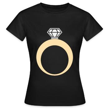 Anneau Alliance Bague de fiançailles - T-shirt Femme - noir - Devant - AI Model Female 172 dark (172cm)
