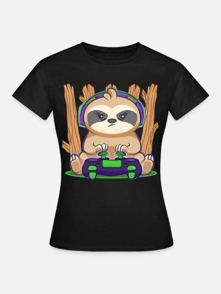 Gamer Paresseux Jeu de Jeu Vidéo Ordinateur - T-shirt Femme - noir