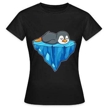 Pinguin Eisscholle - Frauen T-Shirt - Schwarz - Vorne - AI Model Female 172 dark (172cm)
