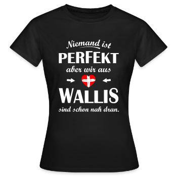 Kanton Wallis Schweiz - Frauen T-Shirt - Schwarz - Vorne - AI Model Female 172 dark (172cm)