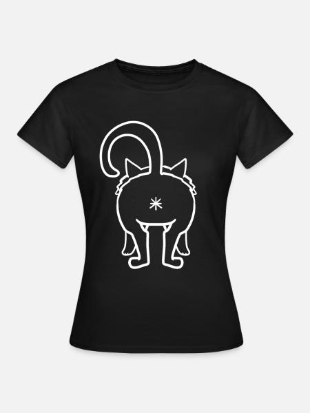 Katze von hinten - Frauen T-Shirt - Schwarz