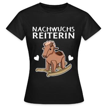 Reiterin Nachwuchs Pferd - Frauen T-Shirt - Schwarz - Vorne - AI Model Female 172 dark (172cm)