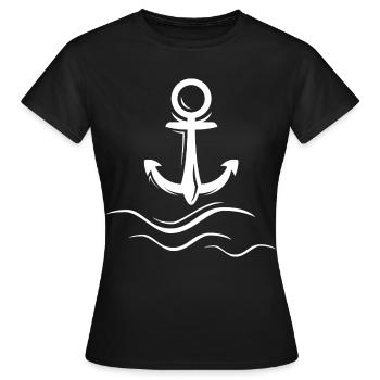 waves anchor wave wave waves anchor logo icon - Women's T-Shirt - black - Front - AI Model Female 172 dark (172cm)