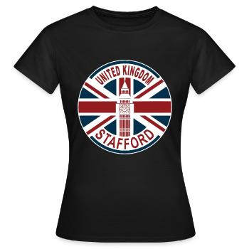 Stafford Royaume-Uni Royaume-Uni Union Jack Drapeau britannique - T-shirt Femme - noir - Devant - AI Model Female 172 dark (172cm)