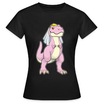 Dinosaurier Braut Schleier Hochzeit - Frauen T-Shirt - Schwarz - Vorne - AI Model Female 172 dark (172cm)