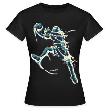 Basket - basket-ball en bleu - Jordan - T-shirt Femme - noir - Devant - AI Model Female 172 dark (172cm)