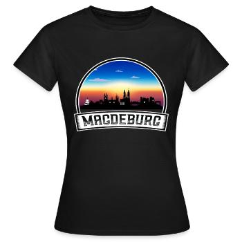 Magdebourg Allemagne Skyline Vintage Sunset Voyage Donc - T-shirt Femme - noir - Devant - AI Model Female 172 dark (172cm)