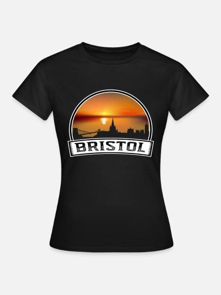 Bristol England Skyline Vintage Sonnenuntergang Reise Souv - Frauen T-Shirt - Schwarz