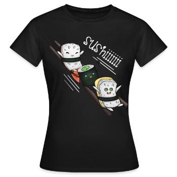 Sushi-Schlitten - Frauen T-Shirt - Schwarz - Vorne - AI Model Female 172 dark (172cm)