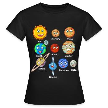 Solar system planets - Women's T-Shirt - black - Front - AI Model Female 172 dark (172cm)