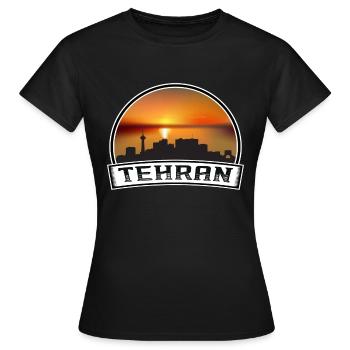 Teheran Iran Skyline Vintage Sonnenuntergang Reise Souvenir - Frauen T-Shirt - Schwarz - Vorne - AI Model Female 172 dark (172cm)
