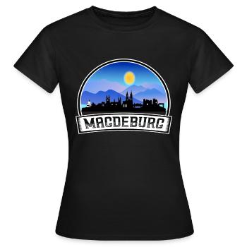 Magdebourg Allemagne Skyline Vintage Sunset Voyage Donc - T-shirt Femme - noir - Devant - AI Model Female 172 dark (172cm)