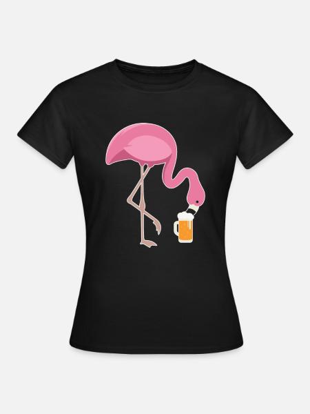 Flamingo Trinkbier Pink Flamingo - Frauen T-Shirt - Schwarz