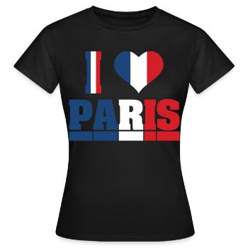 I love paris j’aime Paris France - T-shirt Femme - noir - Devant - AI Model Female 172 dark (172cm)