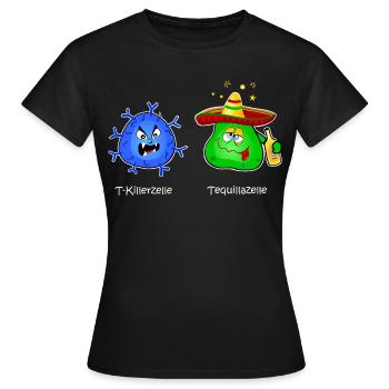 T-Killer Zelle, Immunsystem, Virus Tequila T-Zelle - Frauen T-Shirt - Schwarz - Vorne - AI Model Female 172 dark (172cm)