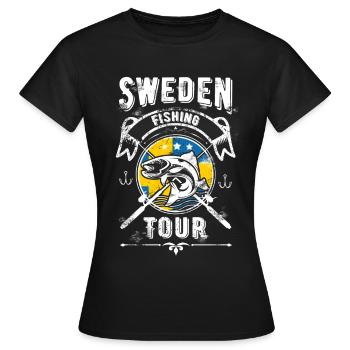 Sweden Fishing Tour Angel Tour - Women's T-Shirt - black - Front - AI Model Female 172 dark (172cm)