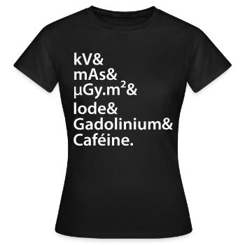 kV mAs Caféine Humour Café Radiologie Scanner Irm - T-shirt Femme - noir - Devant - AI Model Female 172 dark (172cm)