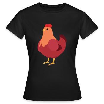 Hen Kawaii Cartoon Illustration Artwork Für Kinder - Frauen T-Shirt - Schwarz - Vorne - AI Model Female 172 dark (172cm)