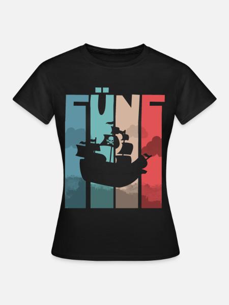Piratenschiff 5 Jahre Piraten - Frauen T-Shirt - Schwarz