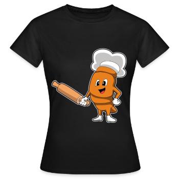 Rouleau à pâtisserie de pain - T-shirt Femme - noir - Devant - AI Model Female 172 dark (172cm)