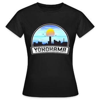 Yokohama Japon Skyline Vintage Sunset Travel Souve - T-shirt Femme - noir - Devant - AI Model Female 172 dark (172cm)