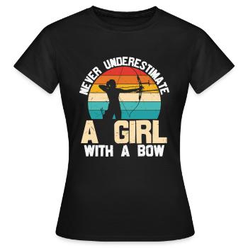 Conception de tir à l’arc amusante pour les filles bowhunter - T-shirt Femme - noir - Devant - AI Model Female 172 dark (172cm)