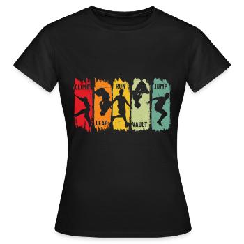 Parkour Freilauf Klettern Sprung Lauf Sprung Sprung Sprung - Frauen T-Shirt - Schwarz - Vorne - AI Model Female 172 dark (172cm)