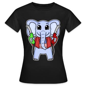 Tankwart Elefant Tankstelle - Frauen T-Shirt - Schwarz - Vorne - AI Model Female 172 dark (172cm)