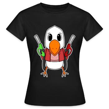Préposé à la station-service Möwe - T-shirt Femme - noir - Devant - AI Model Female 172 dark (172cm)