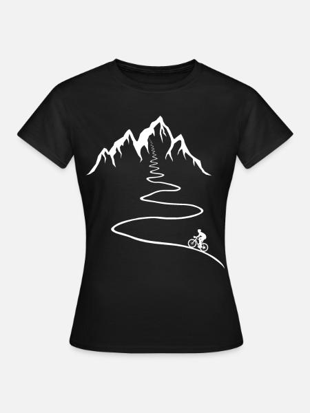 Rennrad, Fahrrad, Berg, Rennradfahrer, Straße, Weg - Frauen T-Shirt - Schwarz