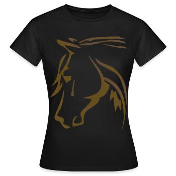 Cheval brun - Tête de cheval - Cavalier - Équitation - T-shirt Femme - noir - Devant - AI Model Female 172 dark (172cm)