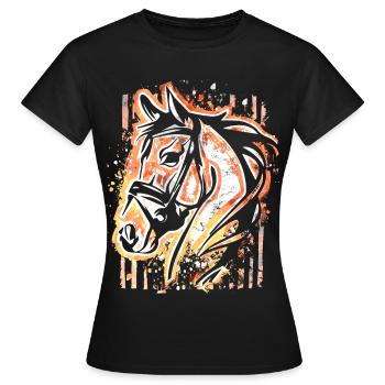 Cheval - Tête de cheval colorée - Équitation - Cavalier - Cheval - T-shirt Femme - noir - Devant - AI Model Female 172 dark (172cm)