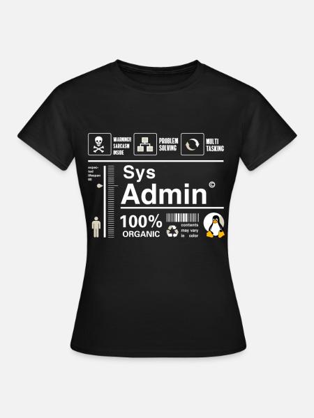 Sys Admin Penguin Ordinateur Nerd pc Platine cpu inh - T-shirt Femme - noir
