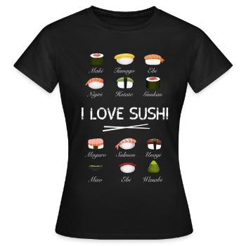 sushi kit love sushi essi sticks vue d’ensemble japon - T-shirt Femme - noir - Devant - AI Model Female 172 dark (172cm)