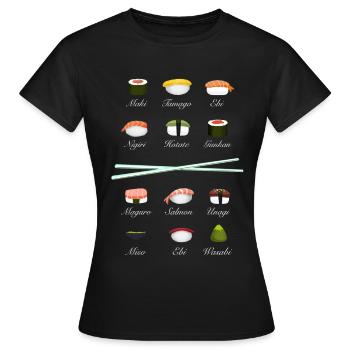 sushi kit Chopsticks manga wasabi japan riz fish - T-shirt Femme - noir - Devant - AI Model Female 172 dark (172cm)