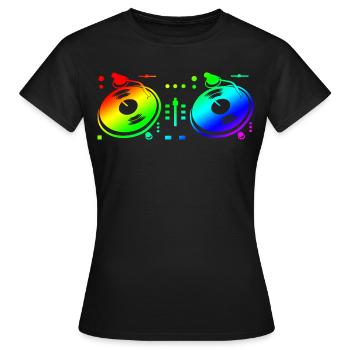 Turntable Disc Jockey - Frauen T-Shirt - Schwarz - Vorne - AI Model Female 172 dark (172cm)