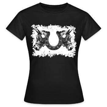 Pferdesport - Hufeisen - Frauen T-Shirt - Schwarz - Vorne - AI Model Female 172 dark (172cm)