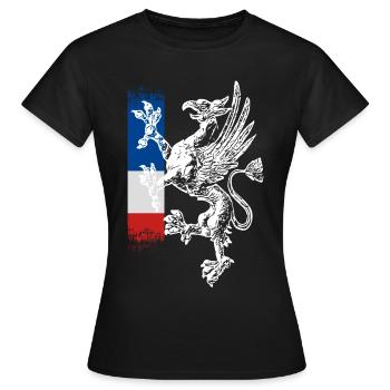 griffon debout bleu blanc rouge Rostock - T-shirt Femme - noir - Devant - AI Model Female 172 dark (172cm)