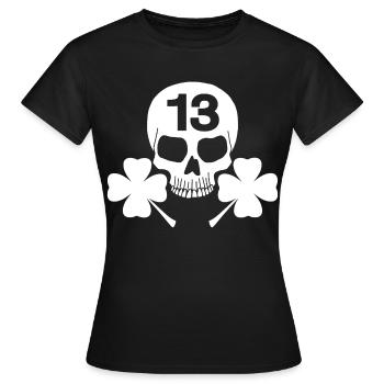 Crâne blanc porte-bonheur - T-shirt Femme - noir - Devant - AI Model Female 172 dark (172cm)