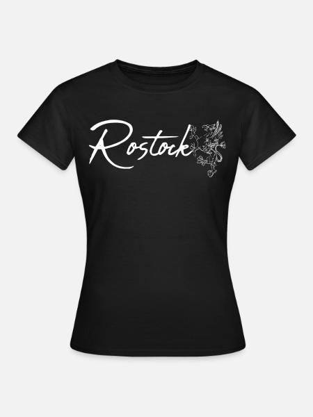 Rostock Schriftzug mit Greif - Frauen T-Shirt - Schwarz