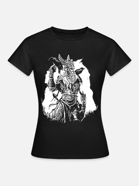 Wikinger mit Raben - Frauen T-Shirt - Schwarz