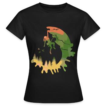 Kletterin Aquarell Wald Geschenk für Frauen - Frauen T-Shirt - Schwarz - Vorne - AI Model Female 172 dark (172cm)