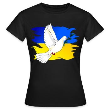 Ukraine Flagge in Landesfarben und Friedenstaube - Frauen T-Shirt - Schwarz - Vorne - AI Model Female 172 dark (172cm)