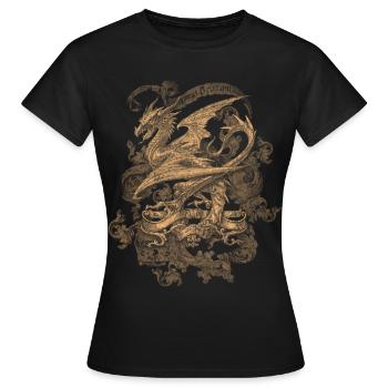 Alchemy England Harbinger of Doom Drache Untergang - Frauen T-Shirt - Schwarz - Vorne - AI Model Female 172 dark (172cm)