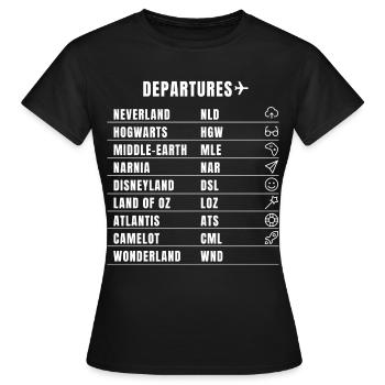 flug reise traum humor fantasie film ziel pilot lo - Frauen T-Shirt - Schwarz - Vorne - AI Model Female 172 dark (172cm)