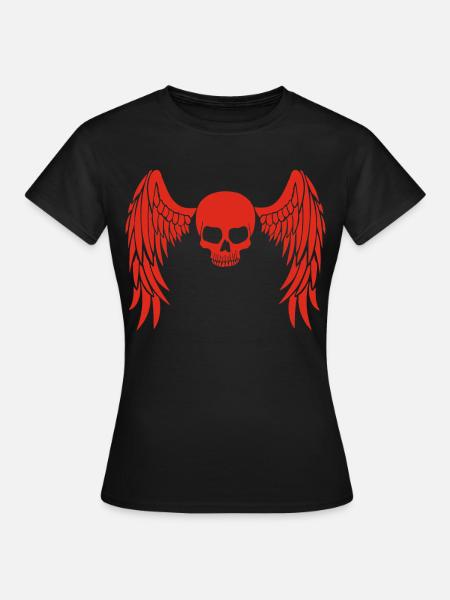 Red winged skull - Women's T-Shirt - black