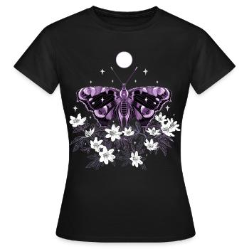 Moth Moth with bush anemones - Women's T-Shirt - black - Front - AI Model Female 172 dark (172cm)
